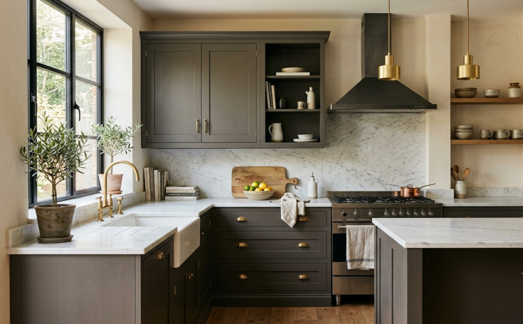 7 Amazing Greige Kitchen Cabinets Ideas for a Stunning Modern Home Dark Greige Kitchen Cabinets: Bold and Luxurious Design