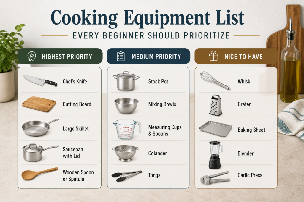 Cooking Equipment List Every Beginner Should Prioritize