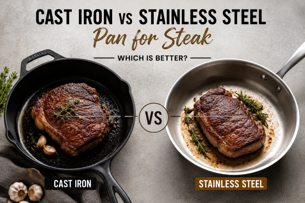 Cast Iron vs Stainless Steel Pan for Steak