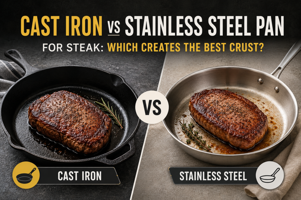 Cast Iron vs Stainless Steel Pan for Steak: Which Creates the Best Crust?