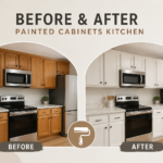 before and after painted cabinets kitchen