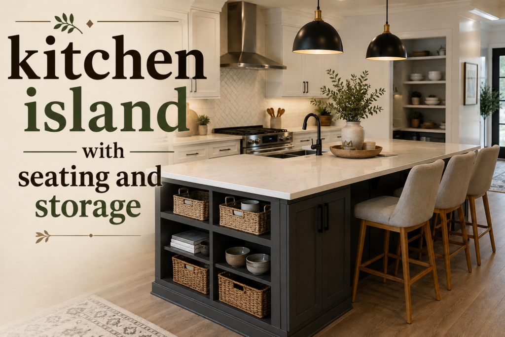 kitchen island with seating and storage"