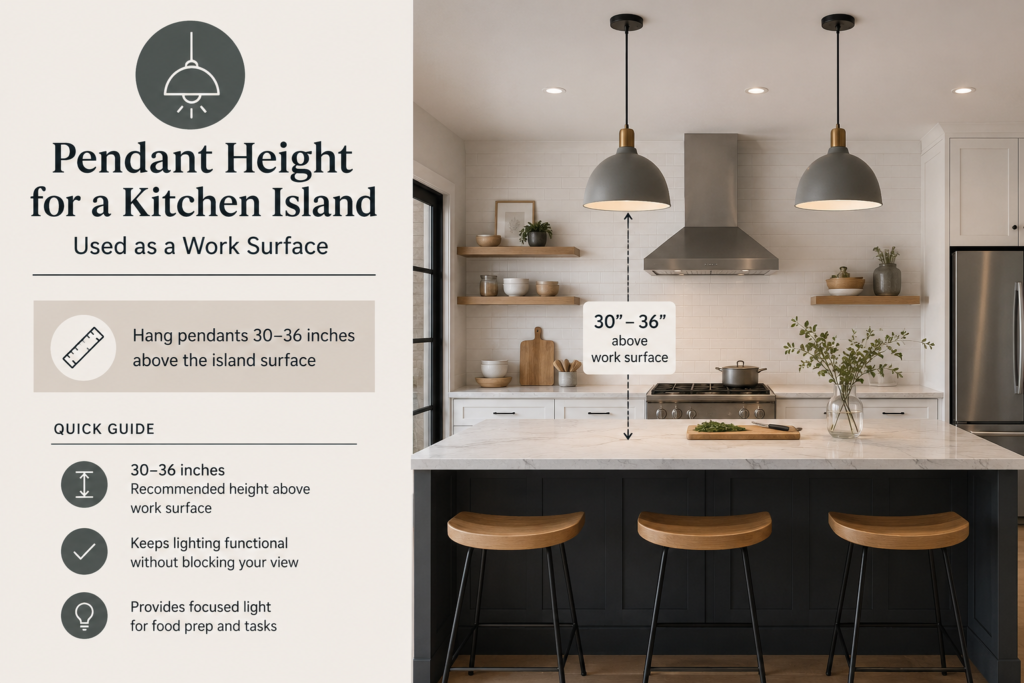 Pendant Height for a Kitchen Island Used as a Work Surface