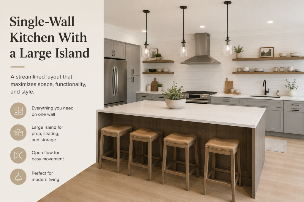 Single-Wall Kitchen With a Large Island