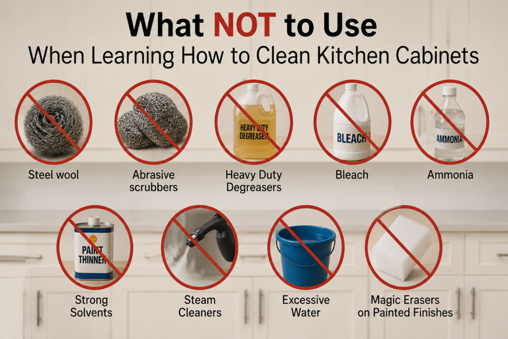 What NOT to Use When Learning How to Clean Kitchen Cabinets