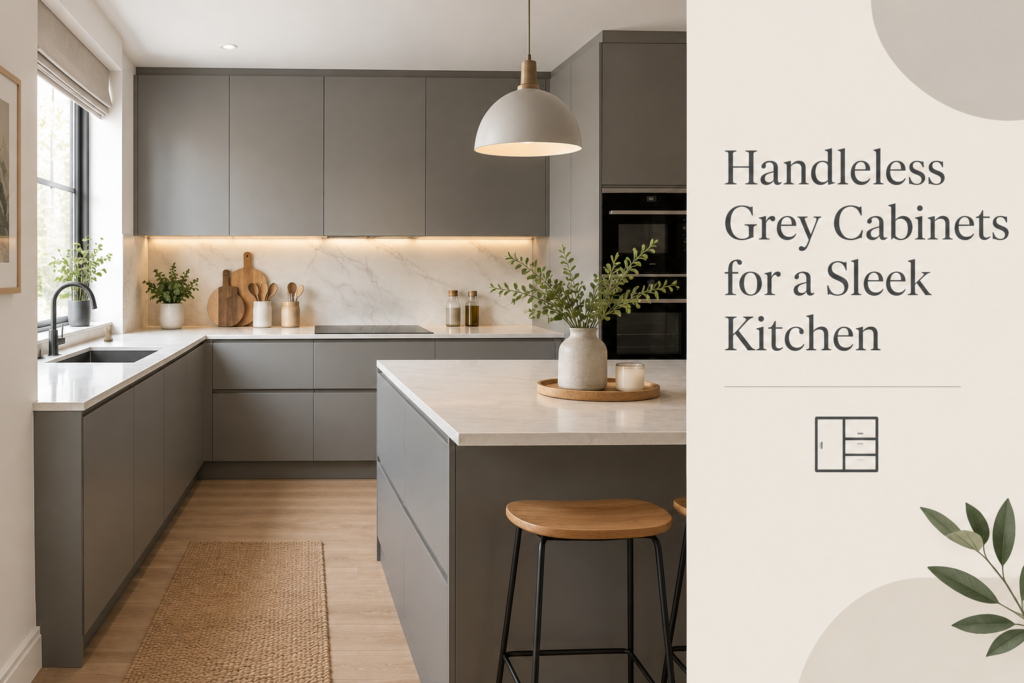 Handleless Grey Cabinets for a Sleek Kitchen